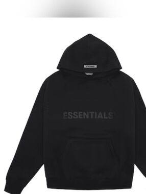 NWT Fear of God ESSENTIALS Black Hoodie with Tonal Logo - unisex